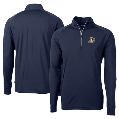 Men's Cutter & Buck Navy Durham Bulls Adapt Eco Knit Stretch Recycled Big Tall Quarter-Zip Pullover Top