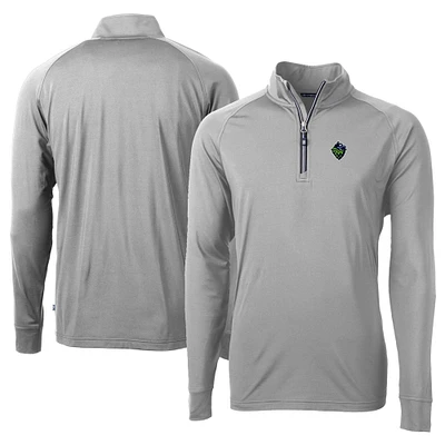 Men's Cutter & Buck Gray Hillsboro Hops Adapt Eco Knit Stretch Recycled Big Tall Quarter-Zip Pullover Top