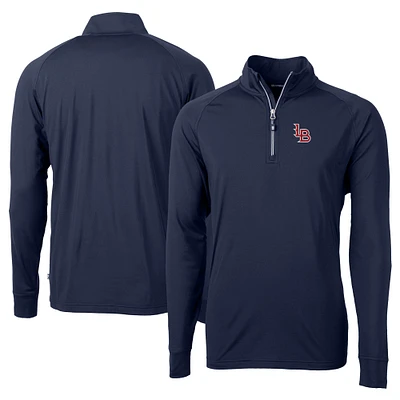 Men's Cutter & Buck Navy Louisville Bats Adapt Eco Knit Stretch Recycled Big Tall Quarter-Zip Pullover Top