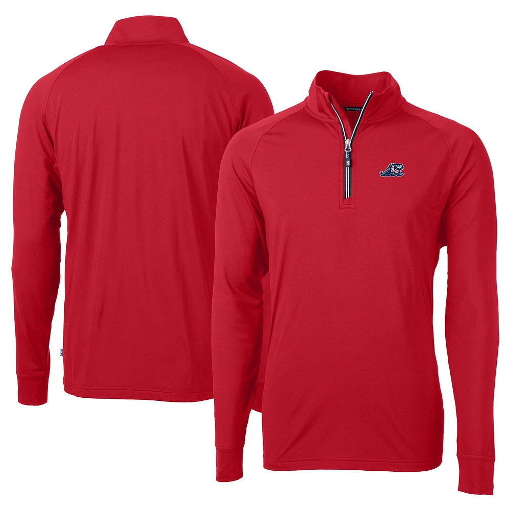Men's Cutter & Buck West Michigan Whitecaps Adapt Eco Knit Stretch Recycled Big Tall Quarter-Zip Pullover Top