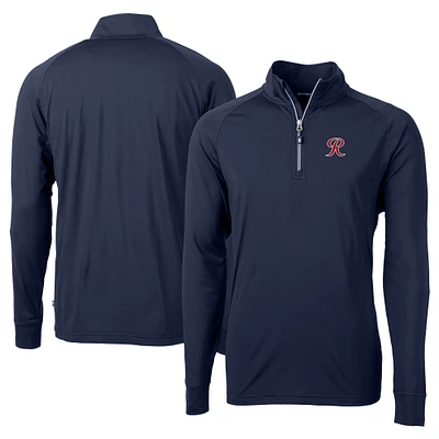 Men's Cutter & Buck Navy Tacoma Rainiers Adapt Eco Knit Stretch Recycled Big Tall Quarter-Zip Pullover Top