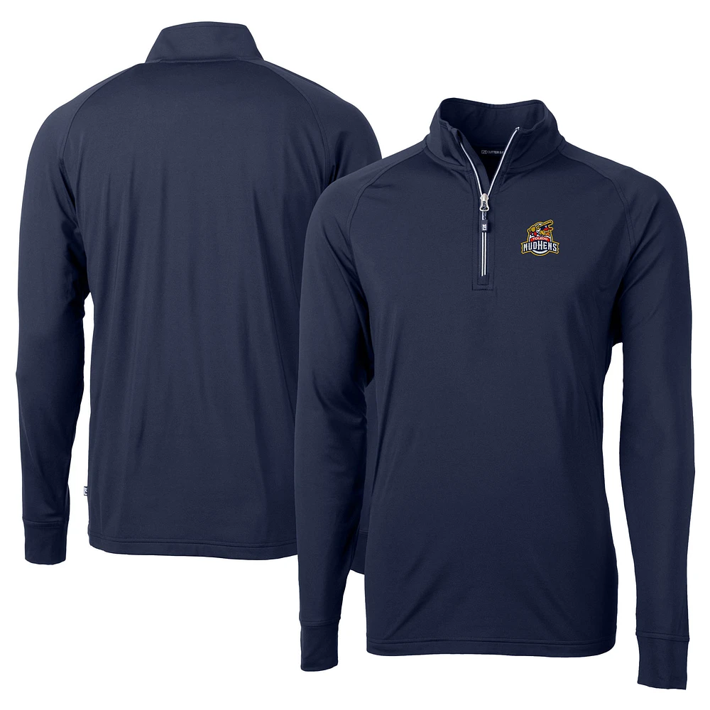 Men's Cutter & Buck Navy Toledo Mud Hens Adapt Eco Knit Stretch Recycled Big Tall Quarter-Zip Pullover Top