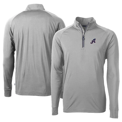 Men's Cutter & Buck Gray Reno Aces Adapt Eco Knit Stretch Recycled Big Tall Quarter-Zip Pullover Top