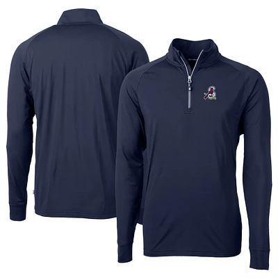 Men's Cutter & Buck Navy Springfield Cardinals Adapt Eco Knit Stretch Recycled Big Tall Quarter-Zip Pullover Top