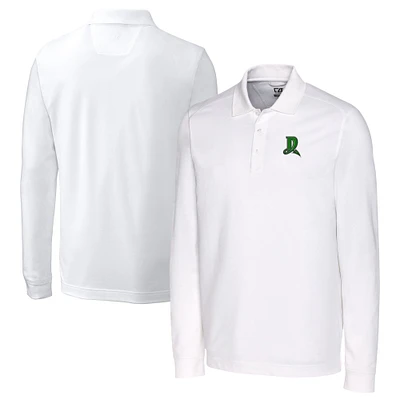 Men's Cutter & Buck White Dayton Dragons Advantage Tri-Blend Pique Big Tall Long Sleeve Polo