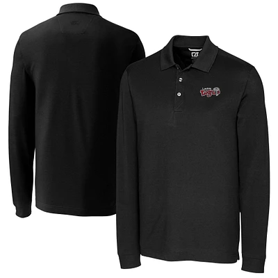Men's Cutter & Buck Black Lansing Lugnuts Advantage Tri-Blend Pique Big Tall Long Sleeve Polo