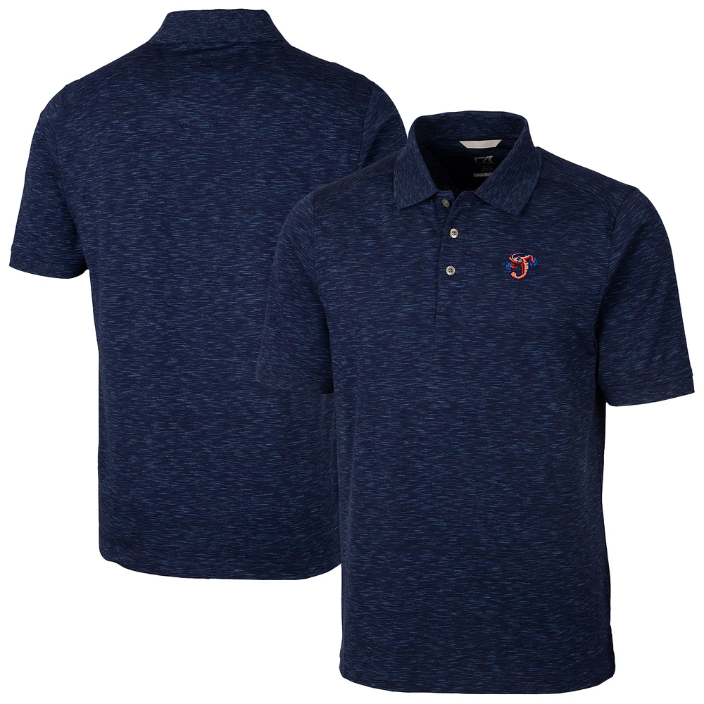 Men's Cutter & Buck Navy Jacksonville Jumbo Shrimp Big & Tall DryTec Advantage Tri-Blend Space Dye Polo