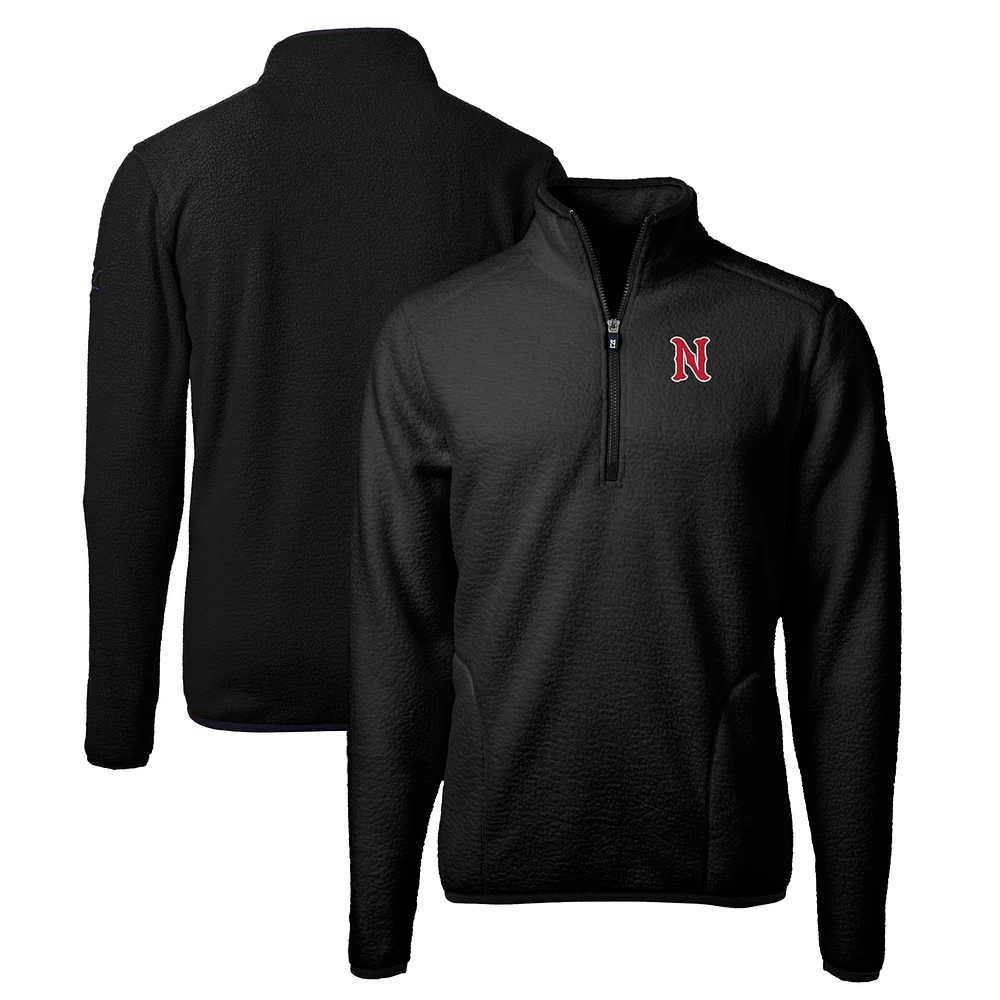 Men's Cutter & Buck Black Nashville Sounds Big Tall Cascade Eco Sherpa Fleece Quarter-Zip Pullover Jacket