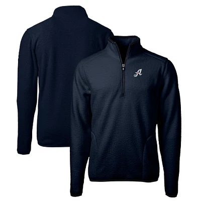 Men's Cutter & Buck Navy Reno Aces Big Tall Cascade Eco Sherpa Fleece Quarter-Zip Pullover Jacket