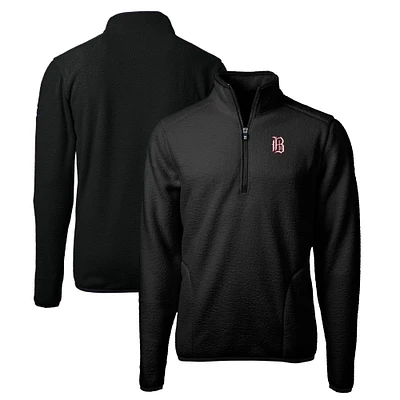 Men's Cutter & Buck Black Birmingham Barons Big Tall Cascade Eco Sherpa Fleece Quarter-Zip Pullover Jacket