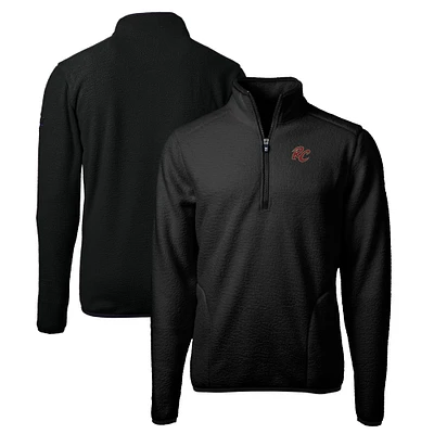 Men's Cutter & Buck Black Sacramento River Cats Big Tall Cascade Eco Sherpa Fleece Quarter-Zip Pullover Jacket