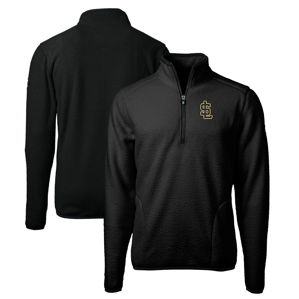 Men's Cutter & Buck Black Salt Lake Bees Big Tall Cascade Eco Sherpa Fleece Quarter-Zip Pullover Jacket