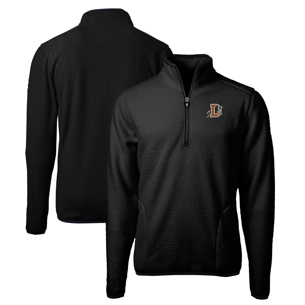 Men's Cutter & Buck Black Durham Bulls Big Tall Cascade Eco Sherpa Fleece Quarter-Zip Pullover Jacket