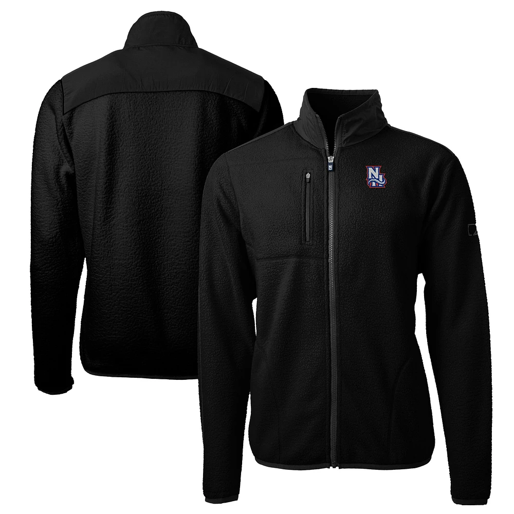 Men's Cutter & Buck Black New Hampshire Fisher Cats Big Tall Cascade Eco Sherpa Fleece Full-Zip Jacket