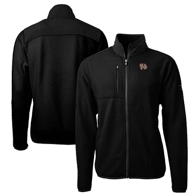 Men's Cutter & Buck Black Norfolk Tides Big Tall Cascade Eco Sherpa Fleece Full-Zip Jacket