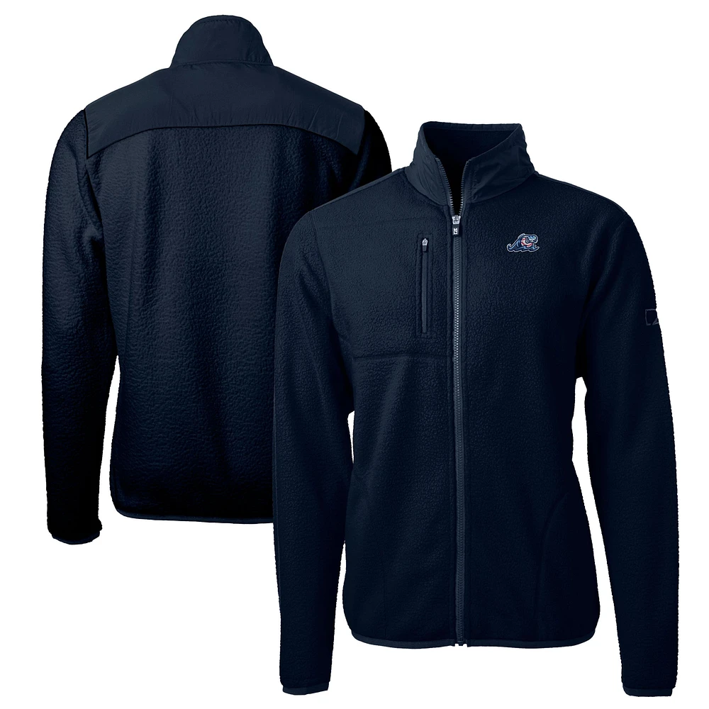Men's Cutter & Buck /Navy West Michigan Whitecaps Big Tall Cascade Eco Sherpa Fleece Full-Zip Jacket
