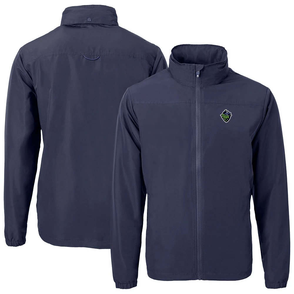 Men's Cutter & Buck Navy Hillsboro Hops Big Tall Charter Eco Knit Recycled Full-Zip Jacket