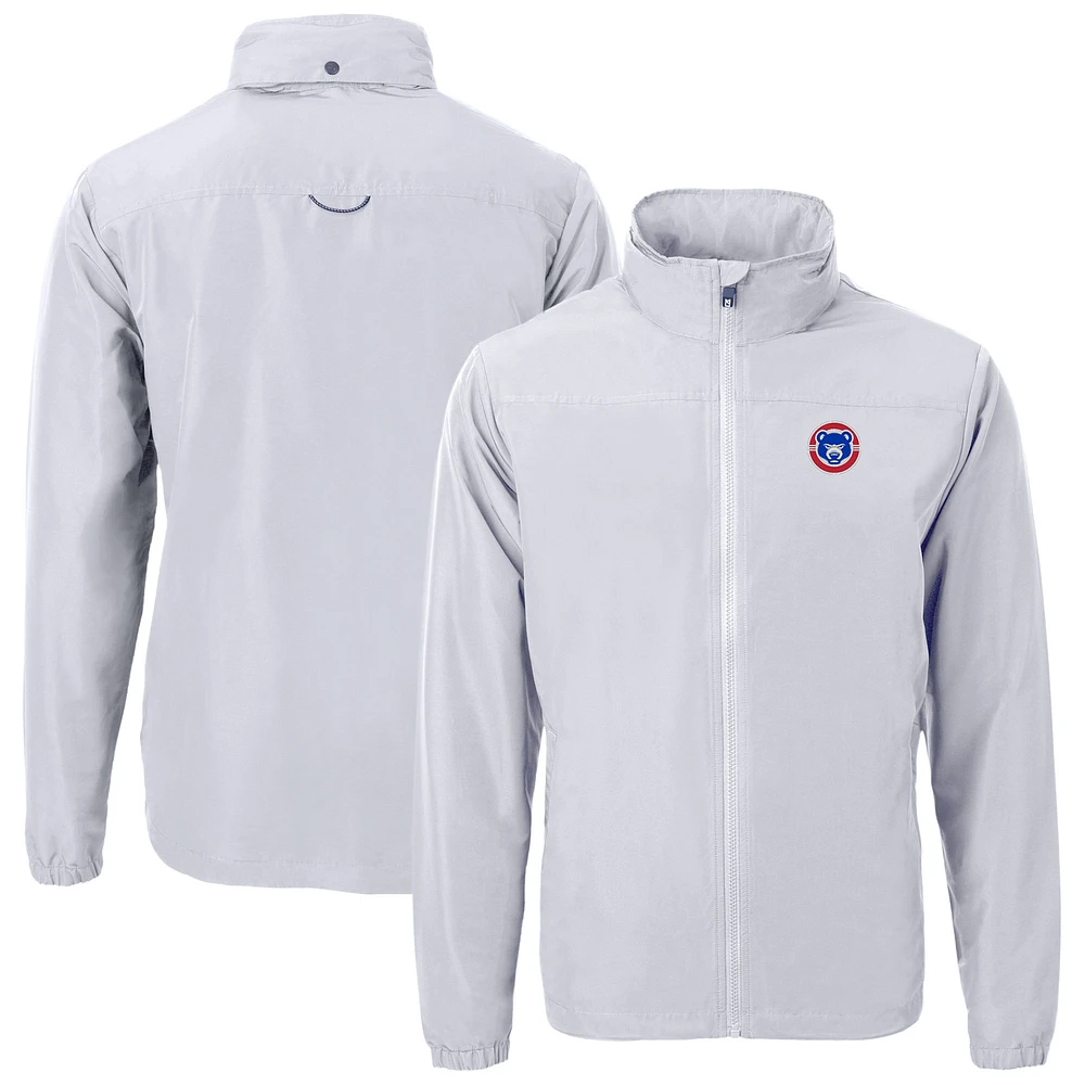 Men's Cutter & Buck Gray South Bend Cubs Big Tall Charter Eco Knit Recycled Full-Zip Jacket