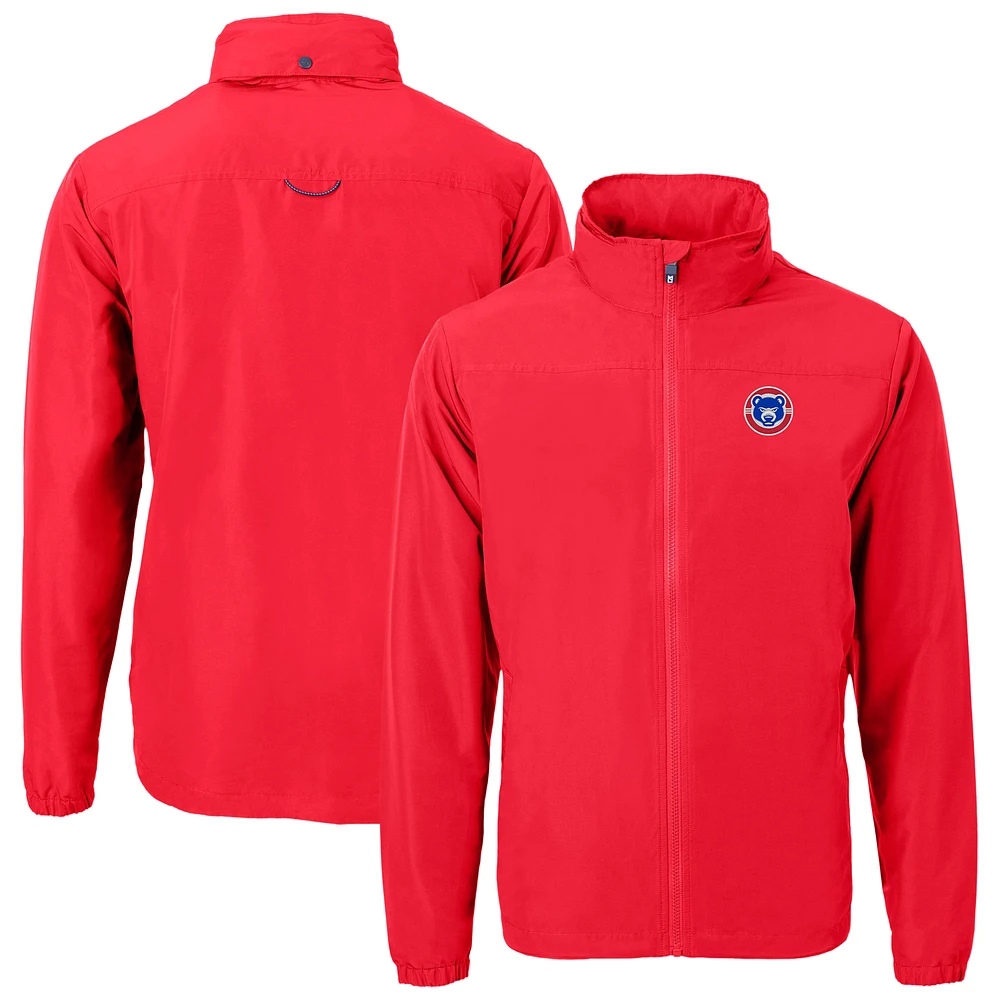 Men's Cutter & Buck Red South Bend Cubs Big Tall Charter Eco Knit Recycled Full-Zip Jacket