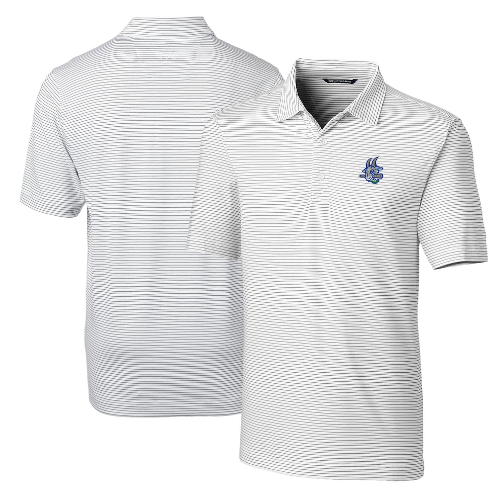 Men's Cutter & Buck White Hartford Yard Goats Big Tall Forge Pencil Stripe Stretch Polo