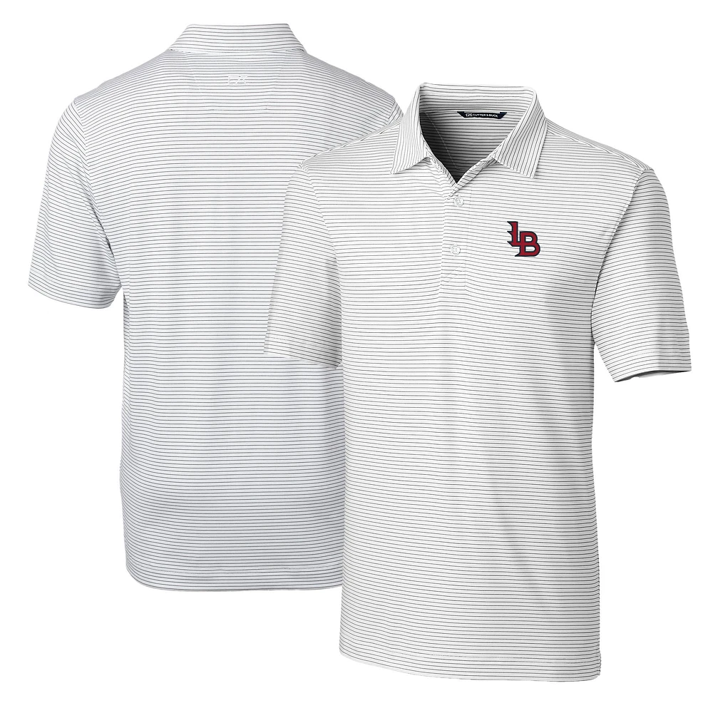 Men's Cutter & Buck White Louisville Bats Big Tall Forge Pencil Stripe Stretch Polo
