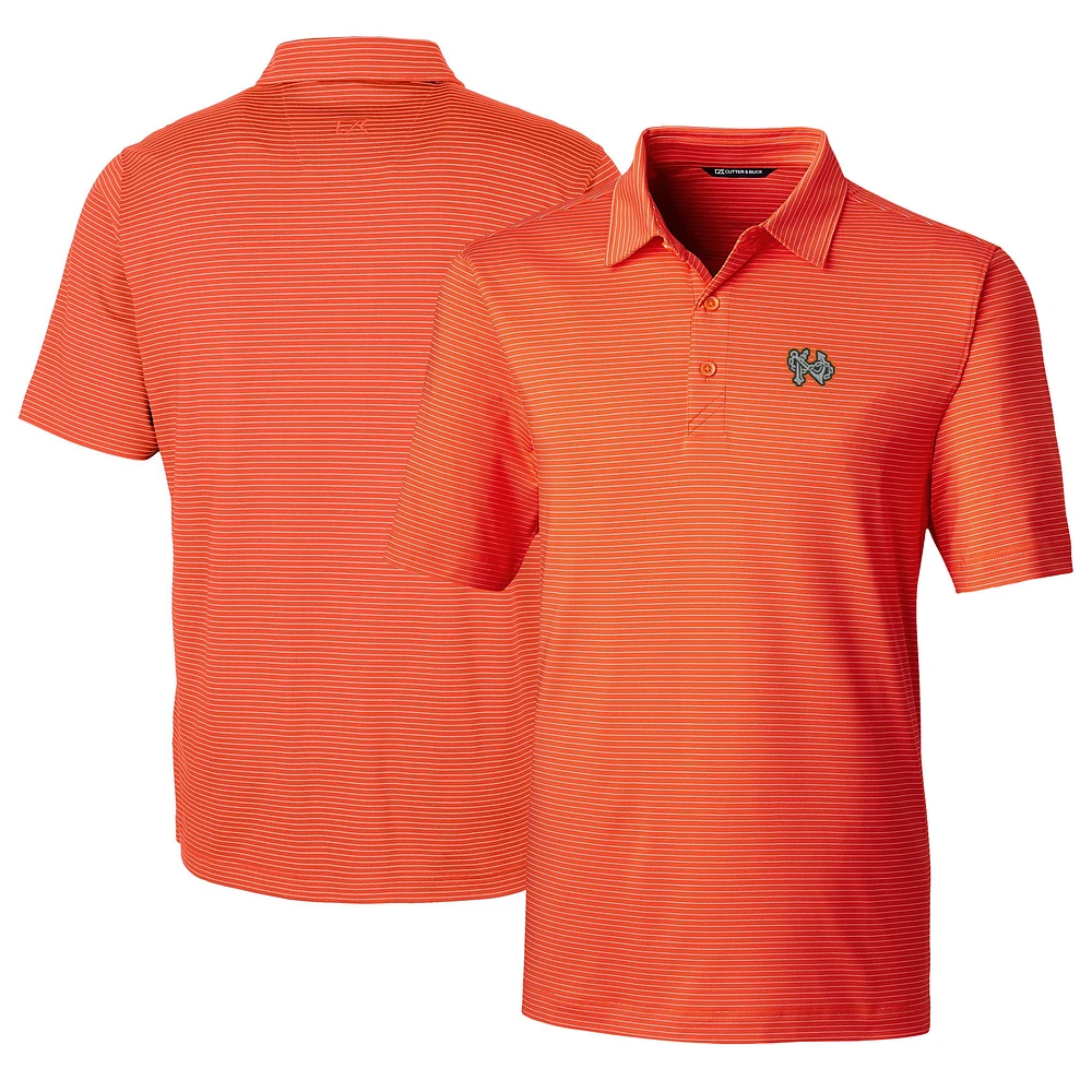 Men's Cutter & Buck Orange Norfolk Tides Big Tall Forge Pencil Stripe Stretch Polo
