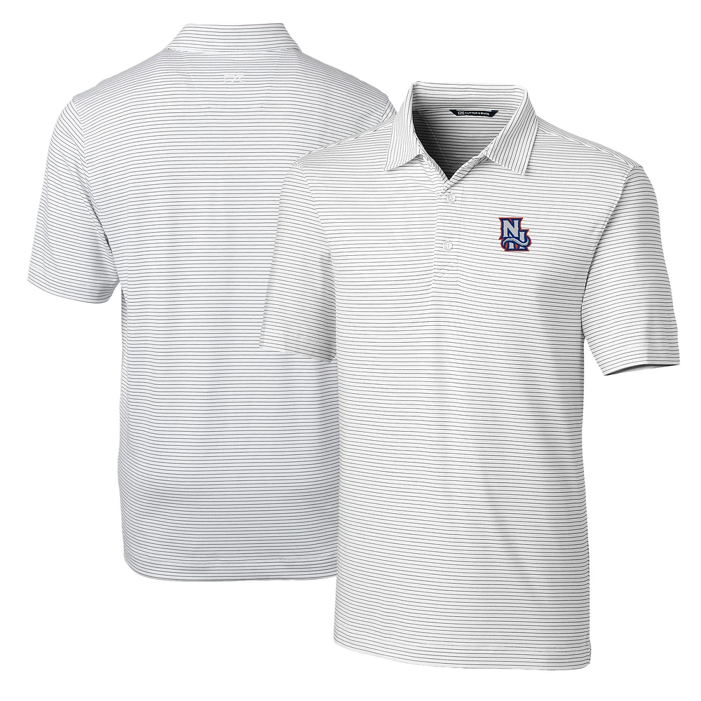Men's Cutter & Buck White New Hampshire Fisher Cats Big Tall Forge Pencil Stripe Stretch Polo