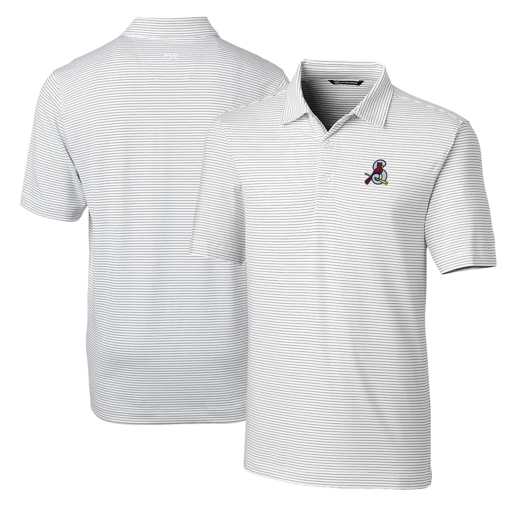 Men's Cutter & Buck White Springfield Cardinals Big Tall Forge Pencil Stripe Stretch Polo