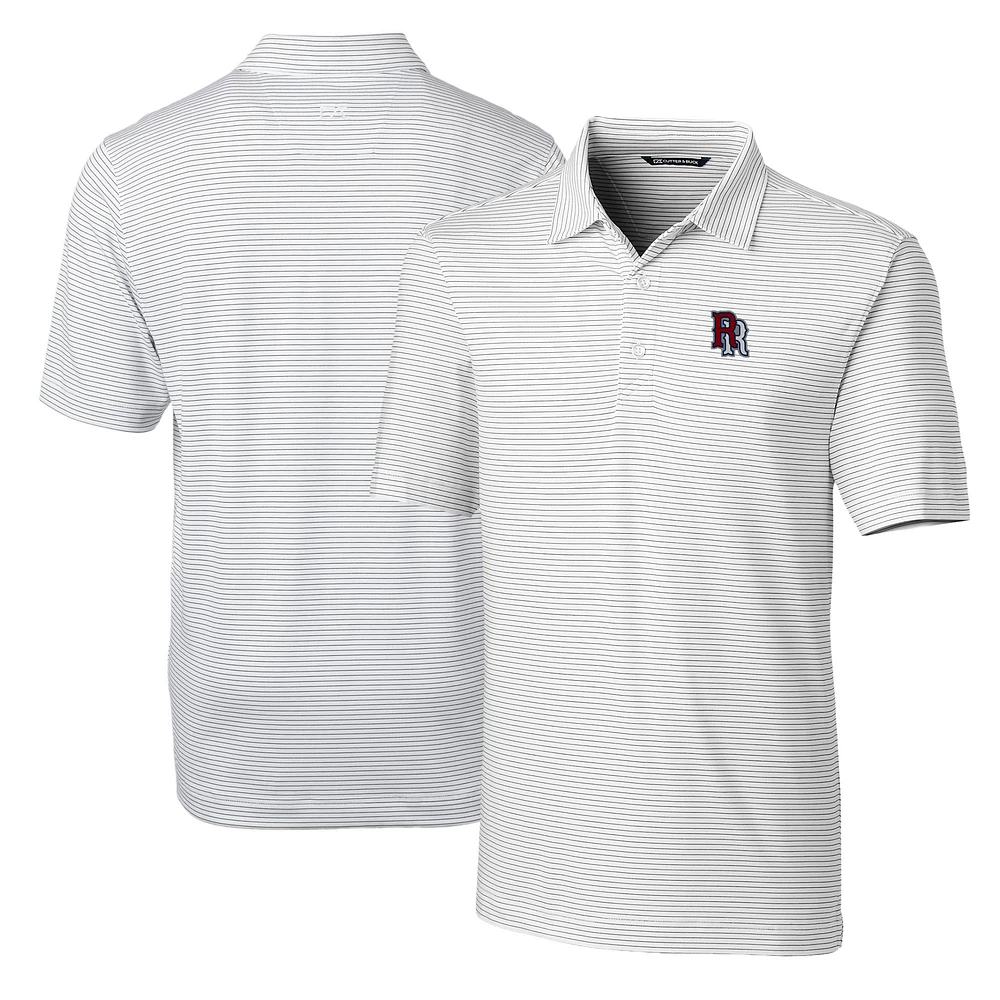 Men's Cutter & Buck White Round Rock Express Big Tall Forge Pencil Stripe Stretch Polo