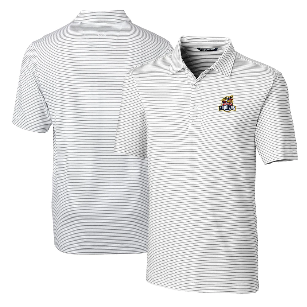 Men's Cutter & Buck White Toledo Mud Hens Big Tall Forge Pencil Stripe Stretch Polo