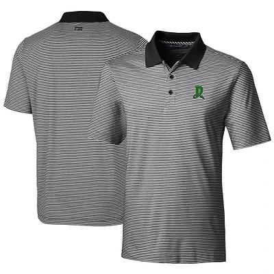 Men's Cutter & Buck Black Dayton Dragons Big Tall Forge Tonal Stripe Stretch Polo