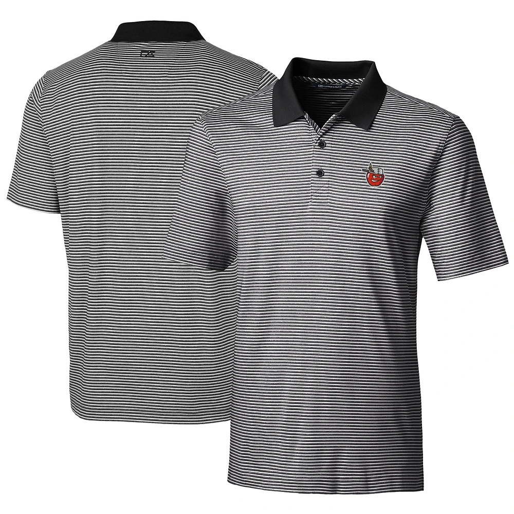 Men's Cutter & Buck Black Fort Wayne TinCaps Big Tall Forge Tonal Stripe Stretch Polo
