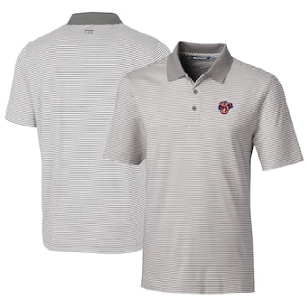 Men's Cutter & Buck Gray Jacksonville Jumbo Shrimp Big Tall Forge Tonal Stripe Stretch Polo