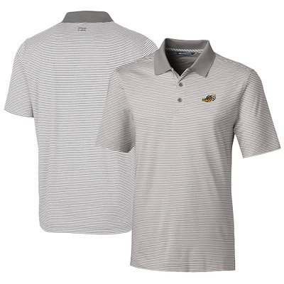 Men's Cutter & Buck Gray Akron RubberDucks Big Tall Forge Tonal Stripe Stretch Polo