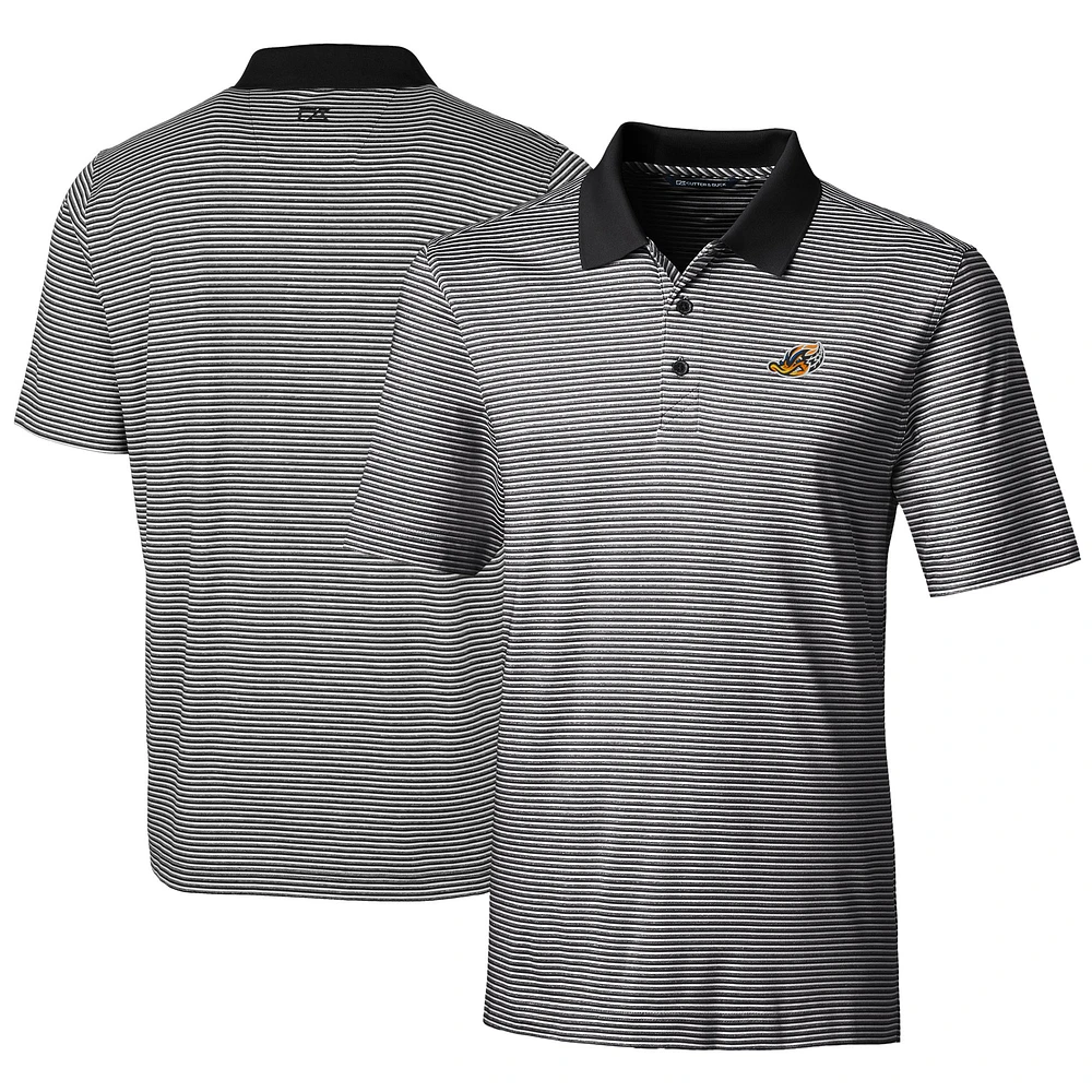 Men's Cutter & Buck Black Akron RubberDucks Big Tall Forge Tonal Stripe Stretch Polo