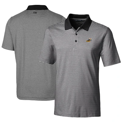 Men's Cutter & Buck Black Akron RubberDucks Big Tall Forge Tonal Stripe Stretch Polo