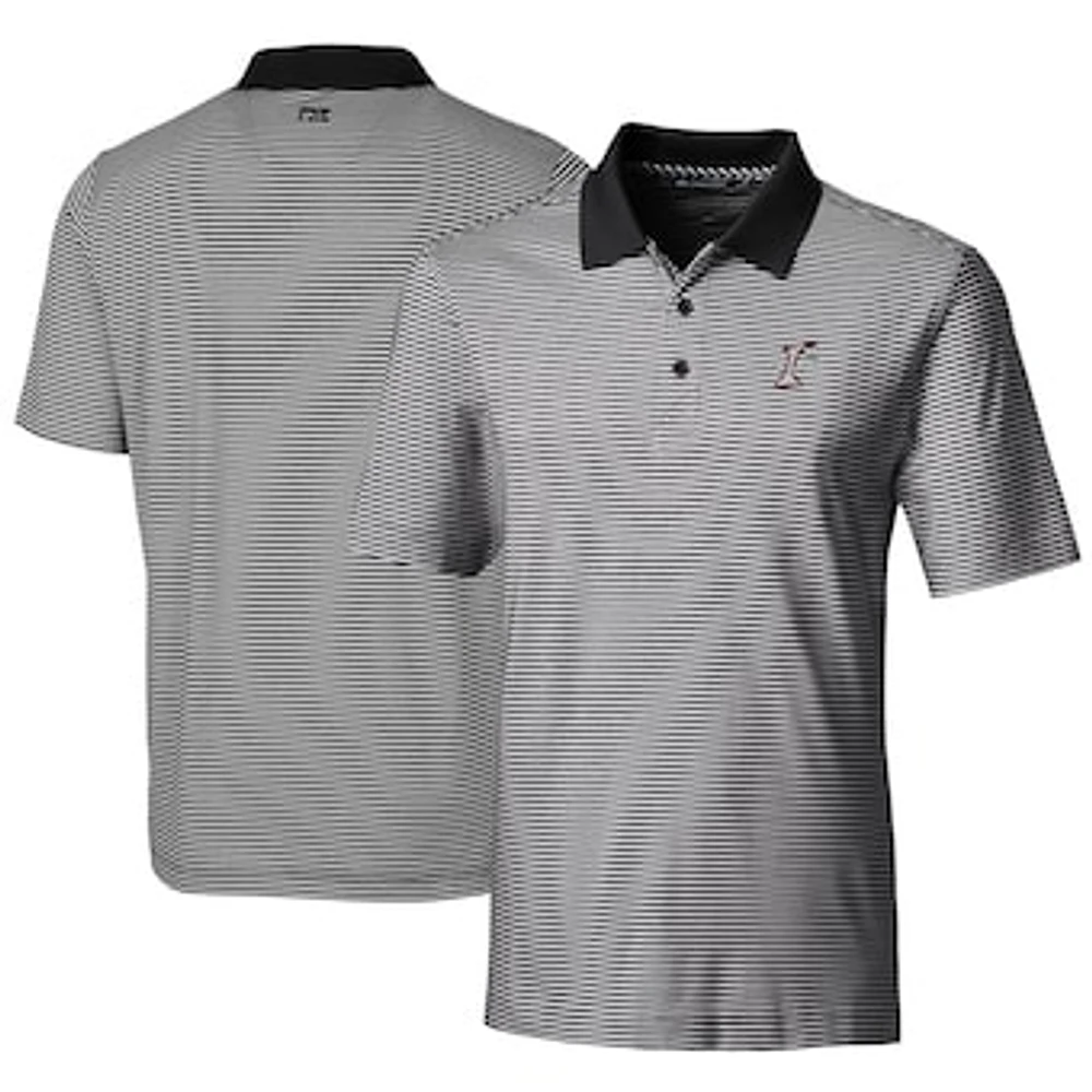 Men's Cutter & Buck Black Albuquerque Isotopes Big Tall Forge Tonal Stripe Stretch Polo