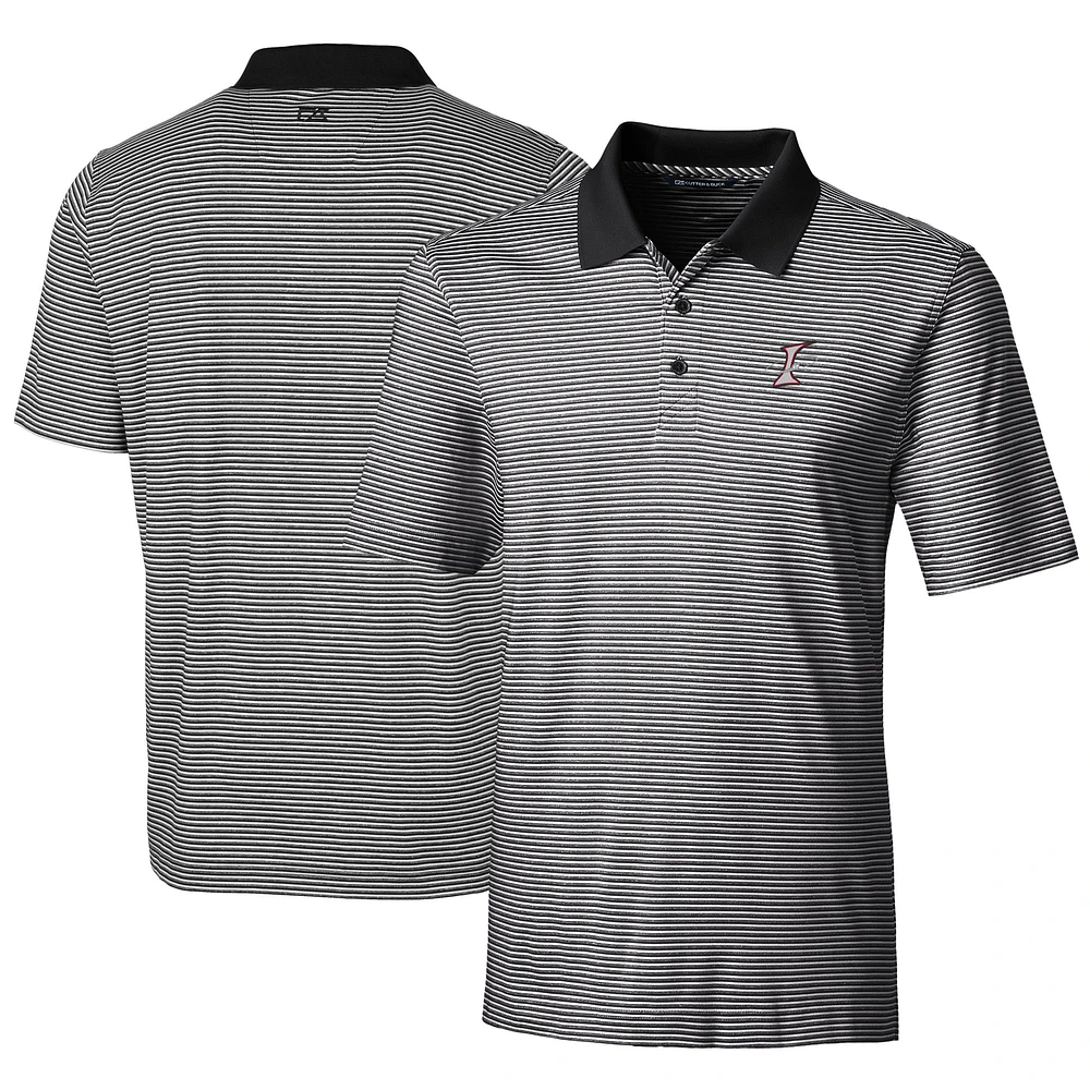 Men's Cutter & Buck Black Albuquerque Isotopes Big Tall Forge Tonal Stripe Stretch Polo