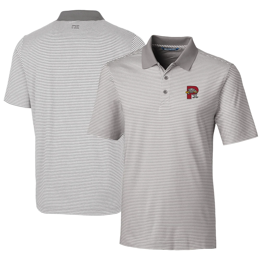 Men's Cutter & Buck Gray Portland Sea Dogs Big Tall Forge Tonal Stripe Stretch Polo