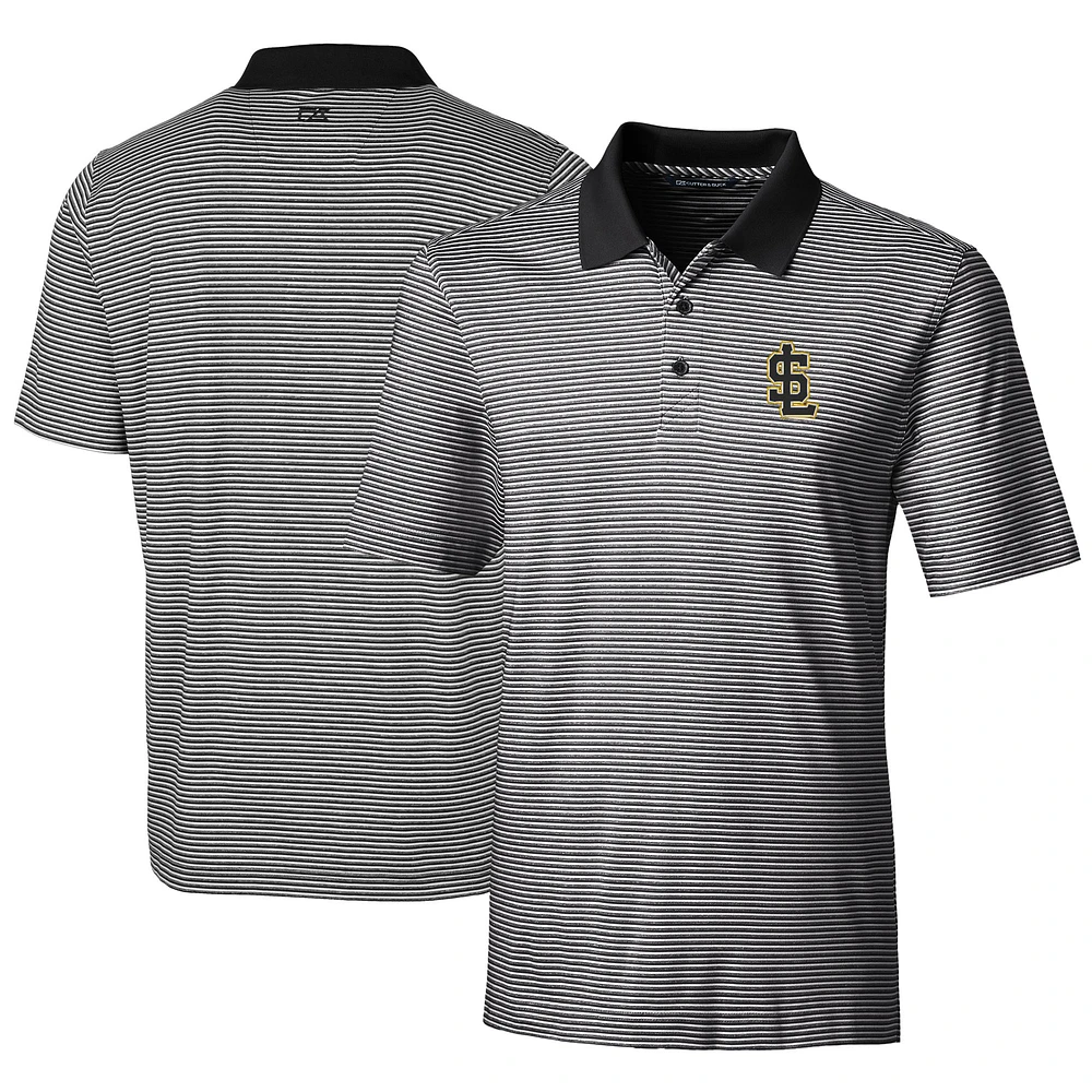 Men's Cutter & Buck Black Salt Lake Bees Big Tall Forge Tonal Stripe Stretch Polo