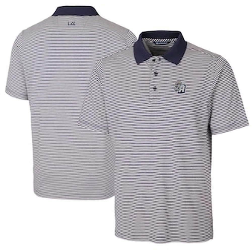 Men's Cutter & Buck Navy San Antonio Missions Big Tall Forge Tonal Stripe Stretch Polo