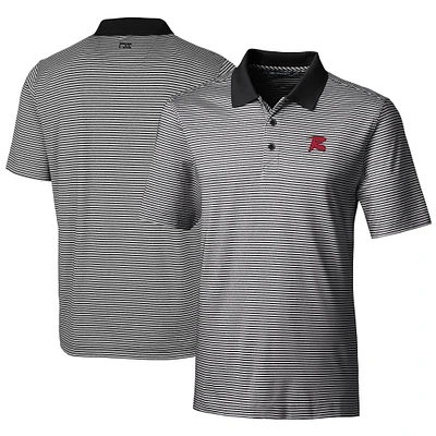 Men's Cutter & Buck Black Richmond Flying Squirrels Big Tall Forge Tonal Stripe Stretch Polo