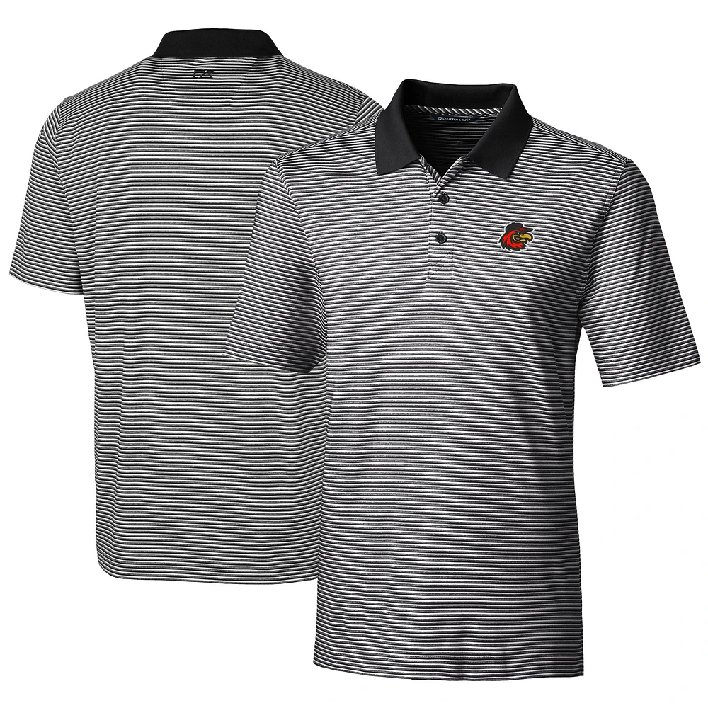 Men's Cutter & Buck Black Rochester Red Wings Big Tall Forge Tonal Stripe Stretch Polo
