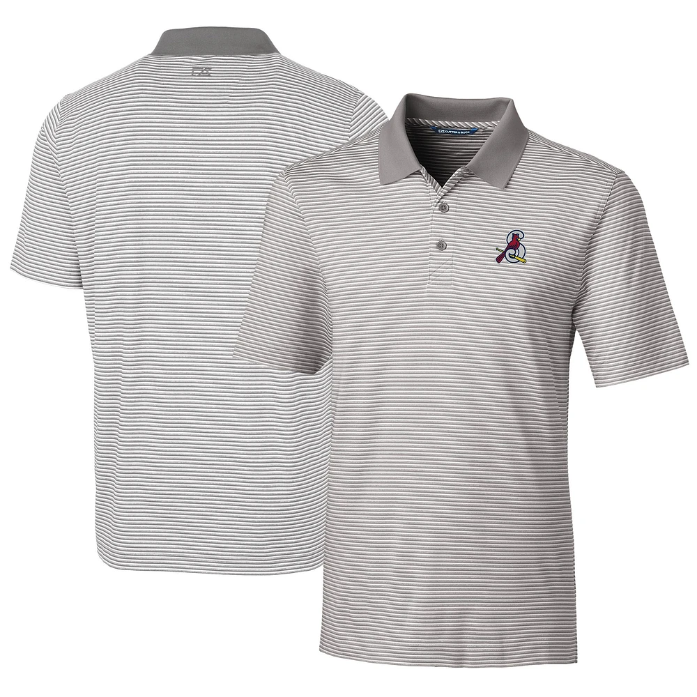 Men's Cutter & Buck Gray Springfield Cardinals Big Tall Forge Tonal Stripe Stretch Polo