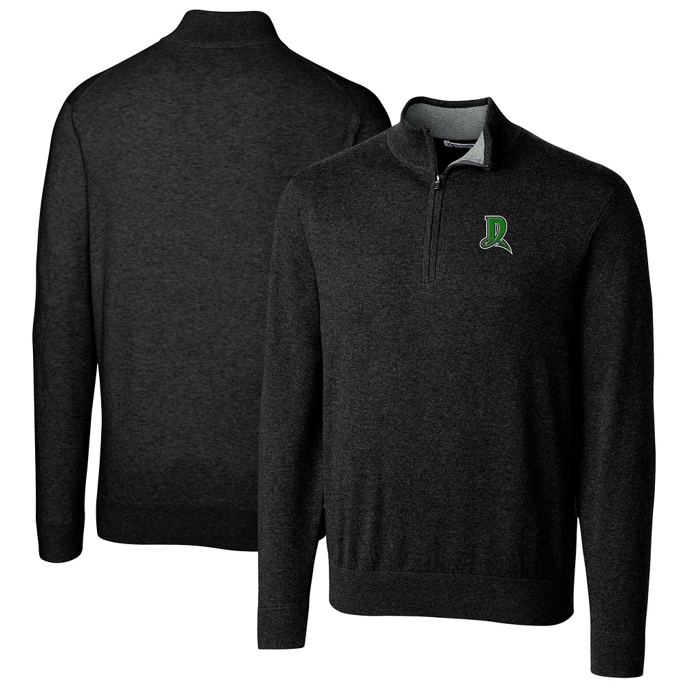 Men's Cutter & Buck Black Dayton Dragons Big & Tall Lakemont Tri-Blend Quarter-Zip Pullover Sweater