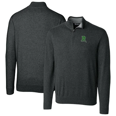 Men's Cutter & Buck Heather Charcoal Dayton Dragons Big Tall Lakemont Tri-Blend Quarter-Zip Pullover Sweater