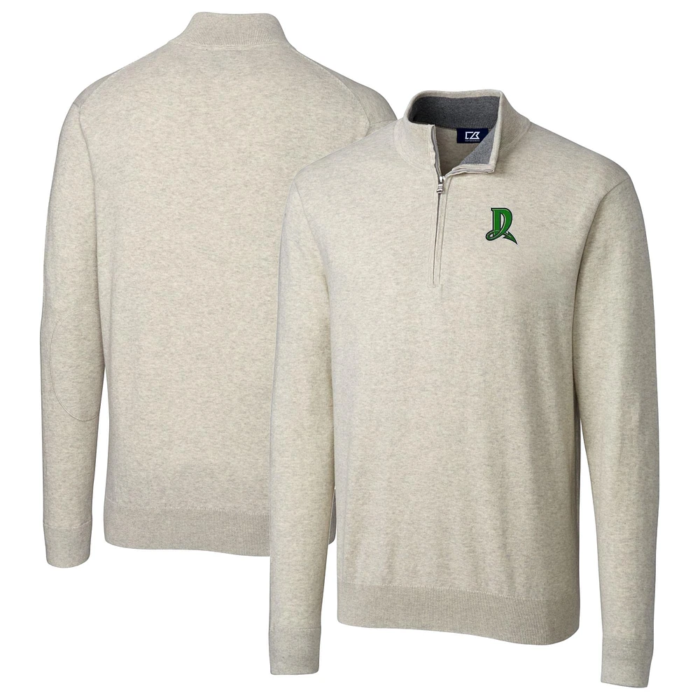 Men's Cutter & Buck Oatmeal Dayton Dragons Big & Tall Lakemont Tri-Blend Quarter-Zip Pullover Sweater