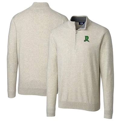 Men's Cutter & Buck Oatmeal Dayton Dragons Big & Tall Lakemont Tri-Blend Quarter-Zip Pullover Sweater