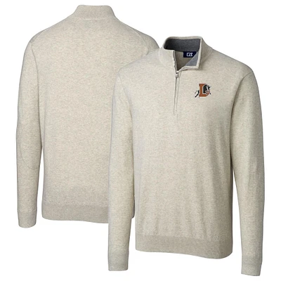 Men's Cutter & Buck Oatmeal Durham Bulls Big & Tall Lakemont Tri-Blend Quarter-Zip Pullover Sweater