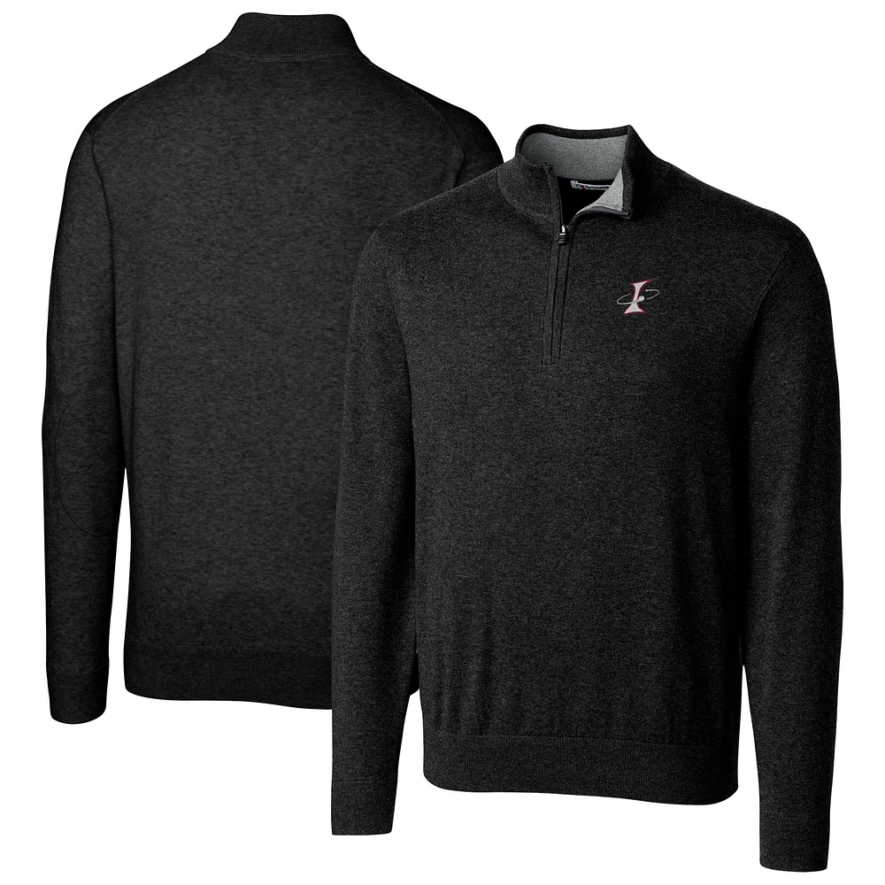 Men's Cutter & Buck Black Albuquerque Isotopes Big & Tall Lakemont Tri-Blend Quarter-Zip Pullover Sweater